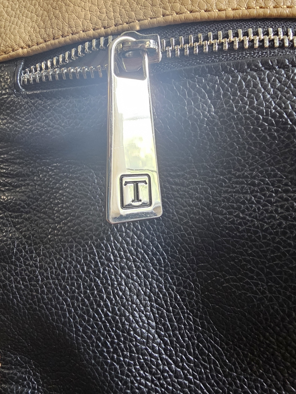 Two-Tone Black and Tan Everyday Tote - Picture 3 of 8